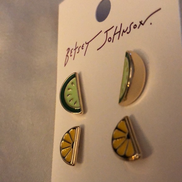 Betsey Johnson Gold Tone Lemon & Lime Wedge Stud Earring Set NWT - Picture 8 of 13